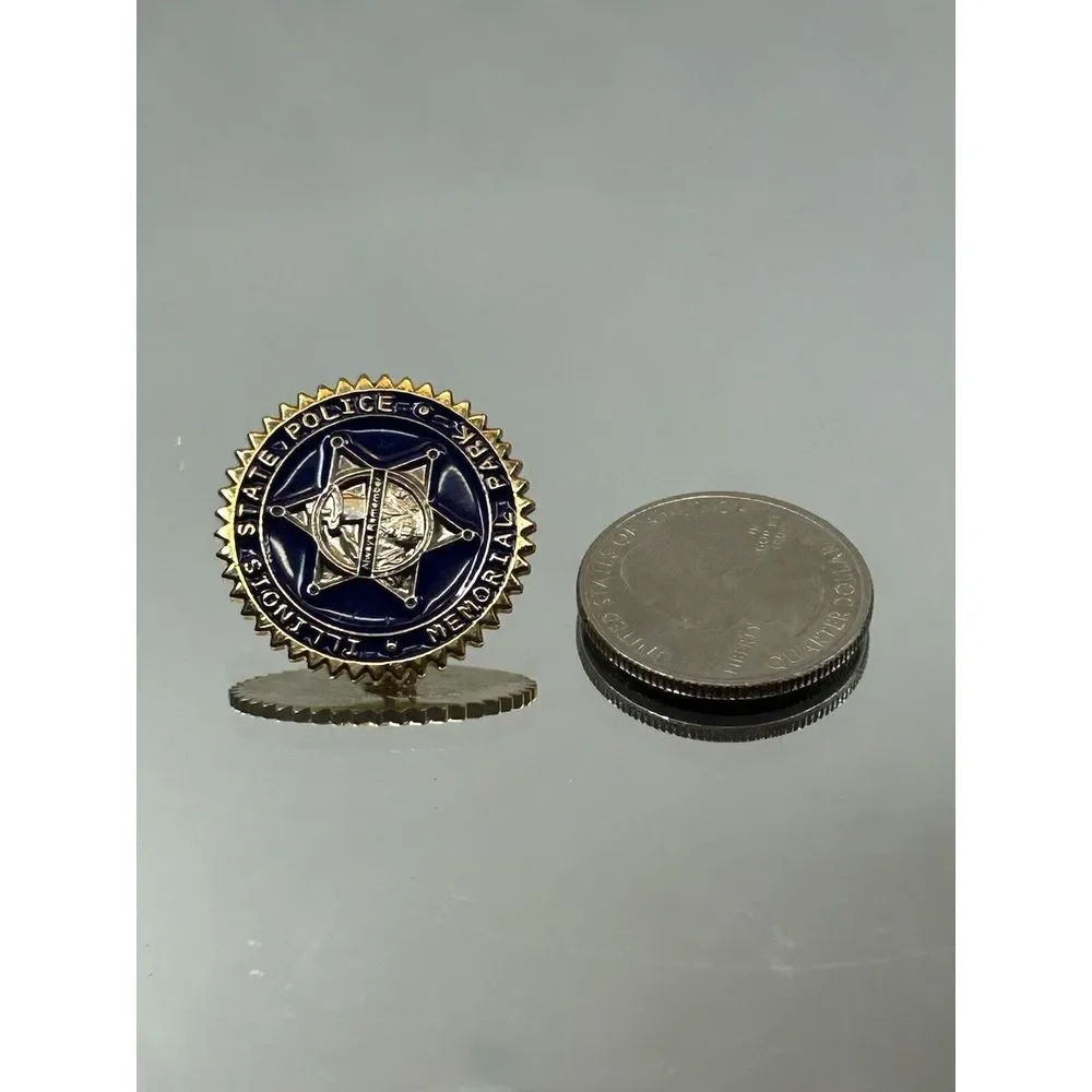 Vintage‎ Gold Tone Illinois State Police Memorial Park Enamel Lapel Pin